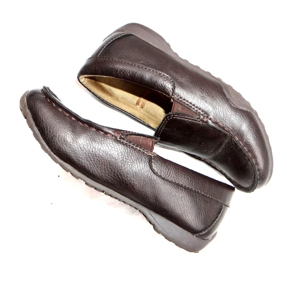 Kids Brown Faux Leather Slip On Loafer Shoes Size 13‎